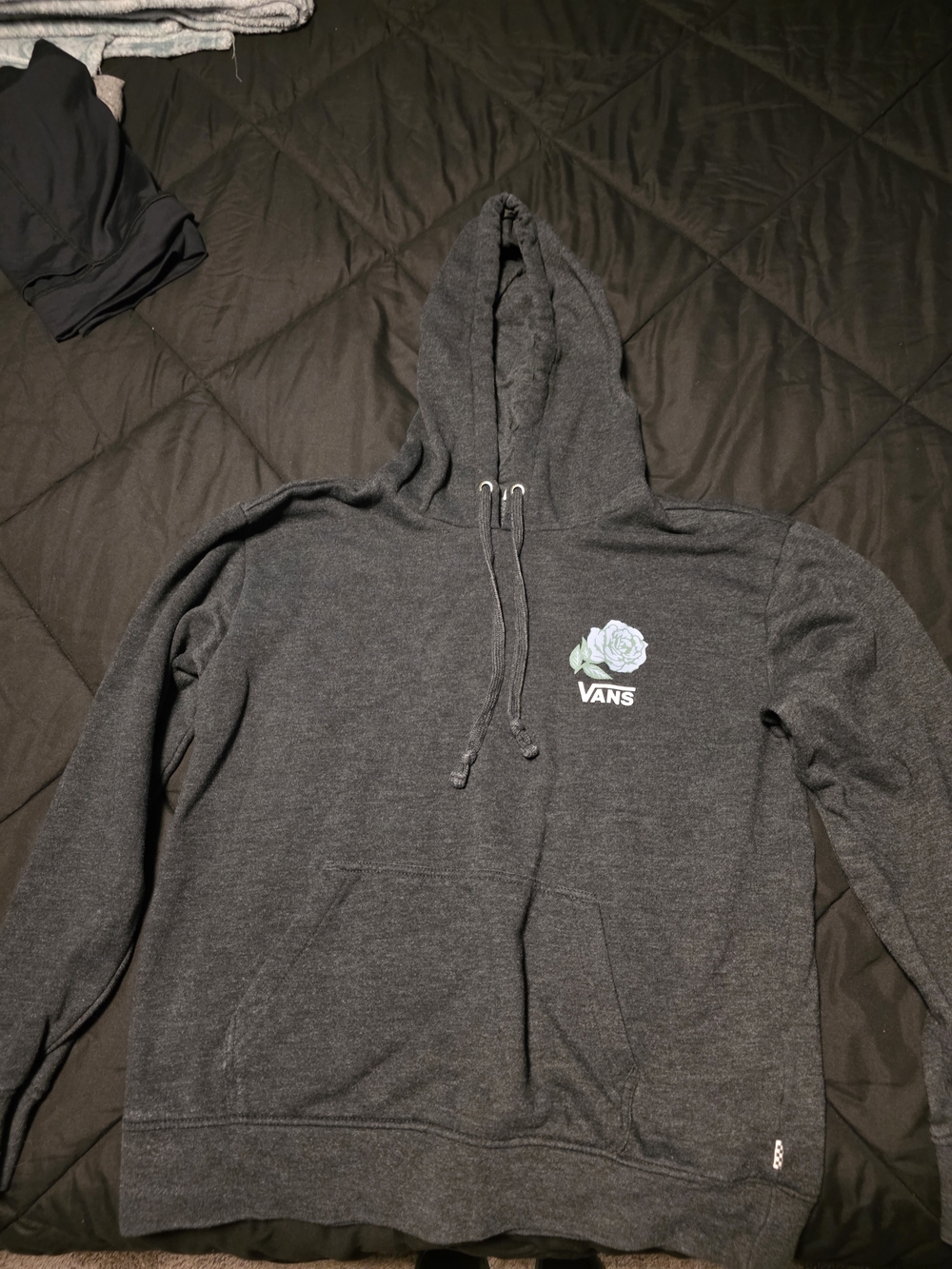 Vans Charcoal Hoodie with Light Blue Rose Logo